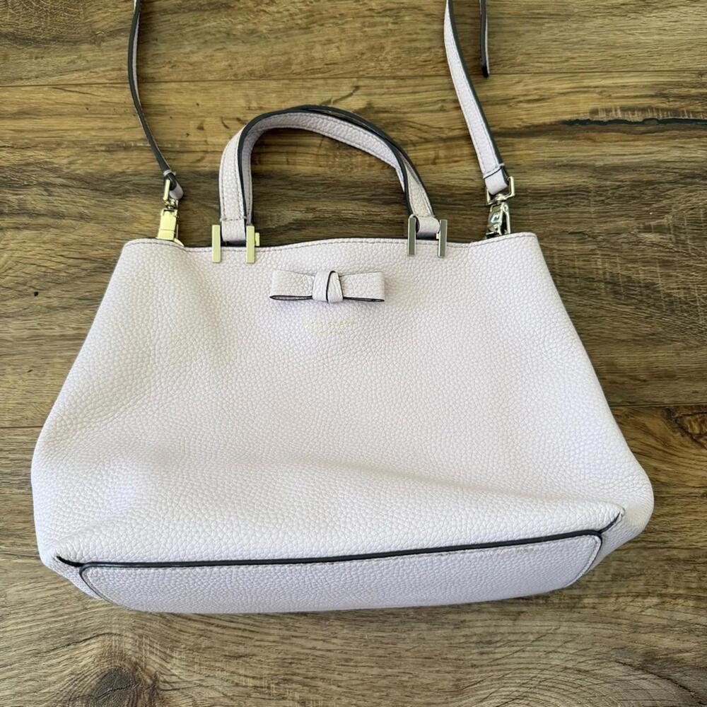 KATE SPADE Lavender Leather Gwyn Pershing Street Convertible Satchel Bag EUC - Picture 5 of 14